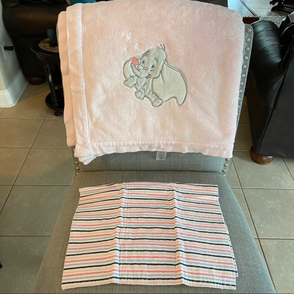 Baby girls blanket and burp cloth Disney’s Dumbo